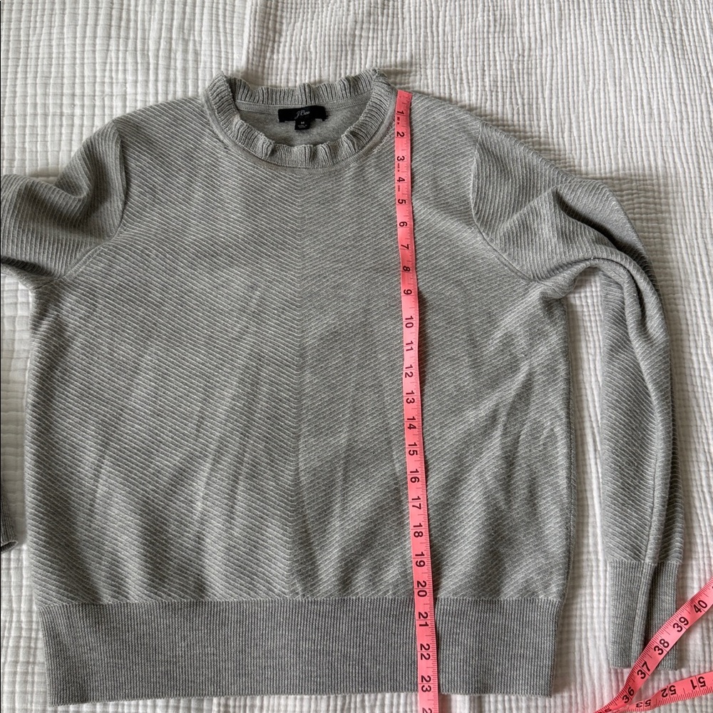 J Crew Gray Ruffleneck Sweater - Picture 4 of 6
